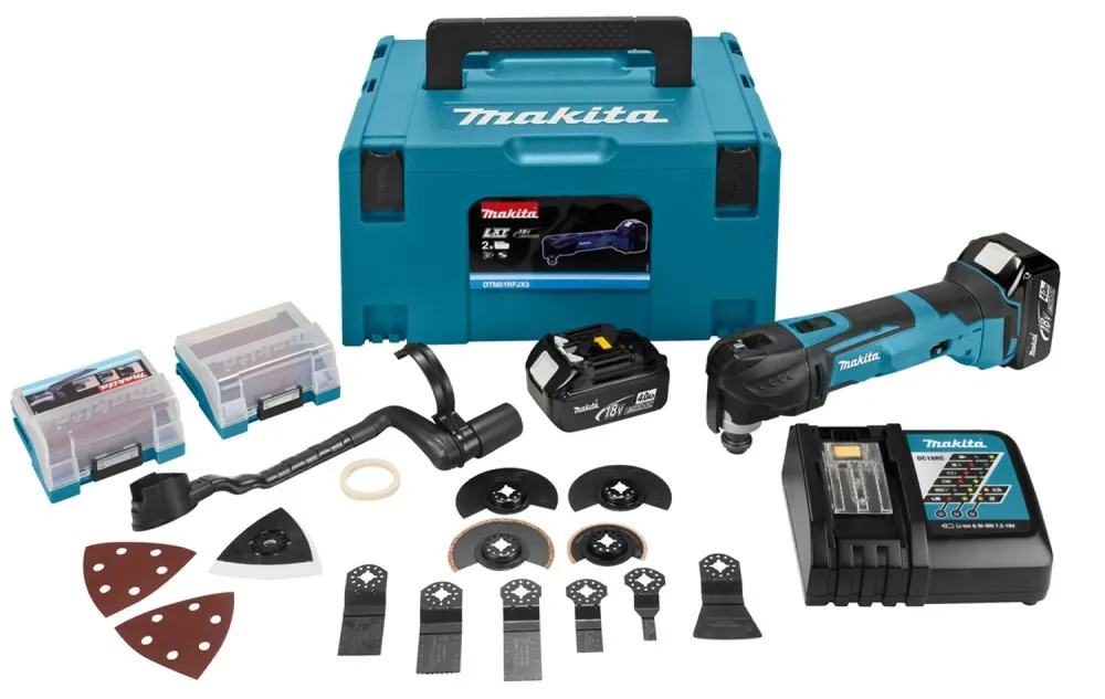 Découpeur-ponceur sans-fil Makita DTM51RMJX3 - 18V Li-ion - 2 batteries 4,0 Ah - 41 accessoires - MAKPAC
