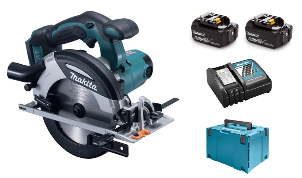 Makita DHS630RTJ Scie circulaire à batteries 18V Li-Ion set (2x batterie 5,0Ah) dans MAKPAC - 165mm