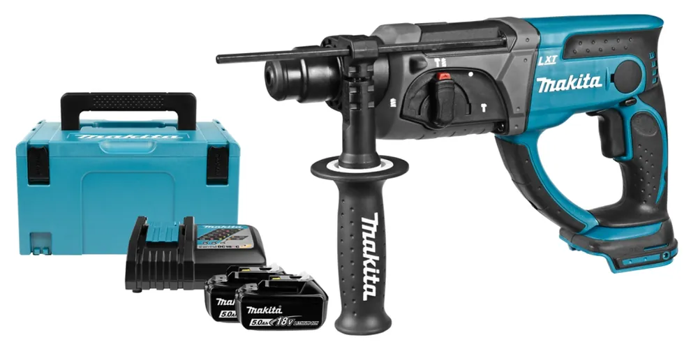 Makita DHR202RTJ Perforateur burineur sans-fil - 18V Li-ion - SDS-plus - Kit (2x 5,0 Ah) - MAKPAC - 2 J