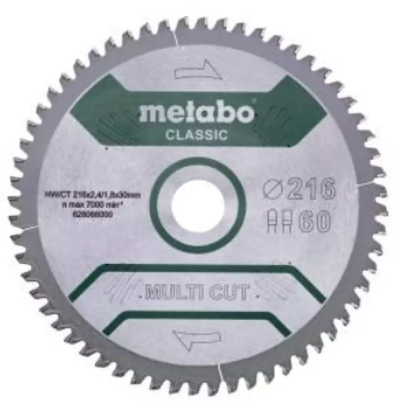 Metabo 628066000 Multi Cut Lame pour scie circulaire - 216 x 30 x 60D Bois/Époxy/Aluminium/Plastique