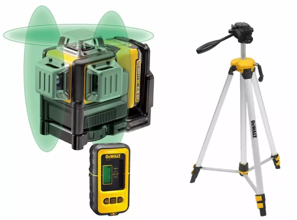 DeWALT DCE089D1GTRID-QW Kit laser à lignes croisées autonivelant à batterie Li-Ion 10,8 V (1 batterie 2,0 Ah) dans un coffret - 3 lignes - 30 m - vert