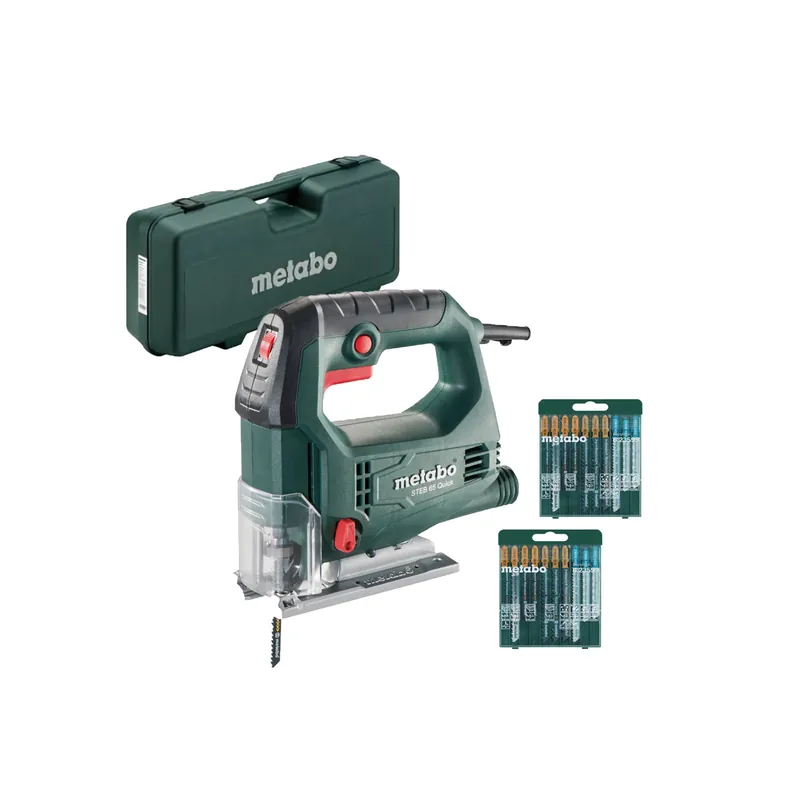Metabo STEB 65 QUICK SET Scie sauteuse avec 20 lames de scie en coffret - 450W - poignée en D - variable