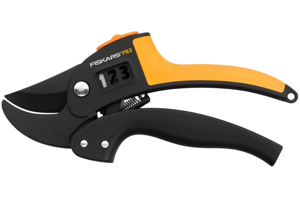 Fiskars - Sécateur à enclume pour bois sec et dur - Ø 2,4 cm - acier avec revêtement antiadhésif - 19 cm - PowerStep - P83
