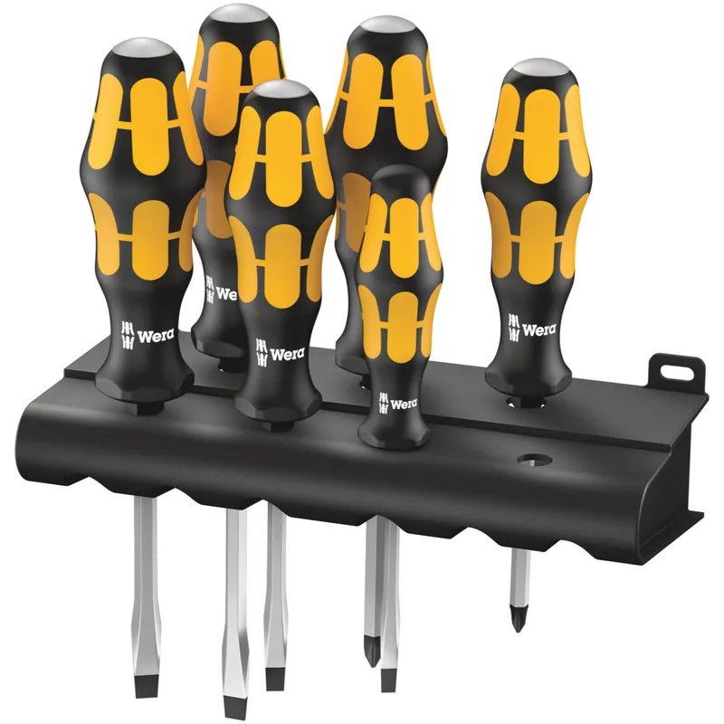 Wera 932/918/6 Jeu de tournevis Kraftform Wera le tournevis-burin + Rack - (Jeu de 6pcs)