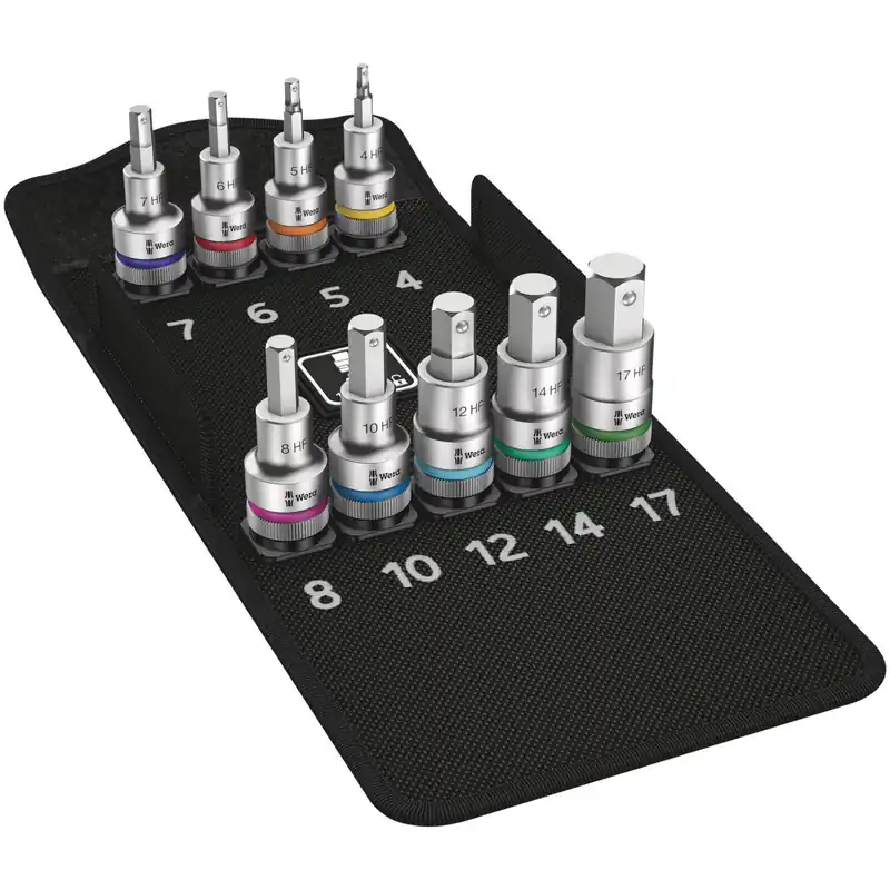 Wera 8740 C HF Zyklop Jeu de douilles à embout à six pans creux avec fonction de retenue - (Jeu de 9pcs)
