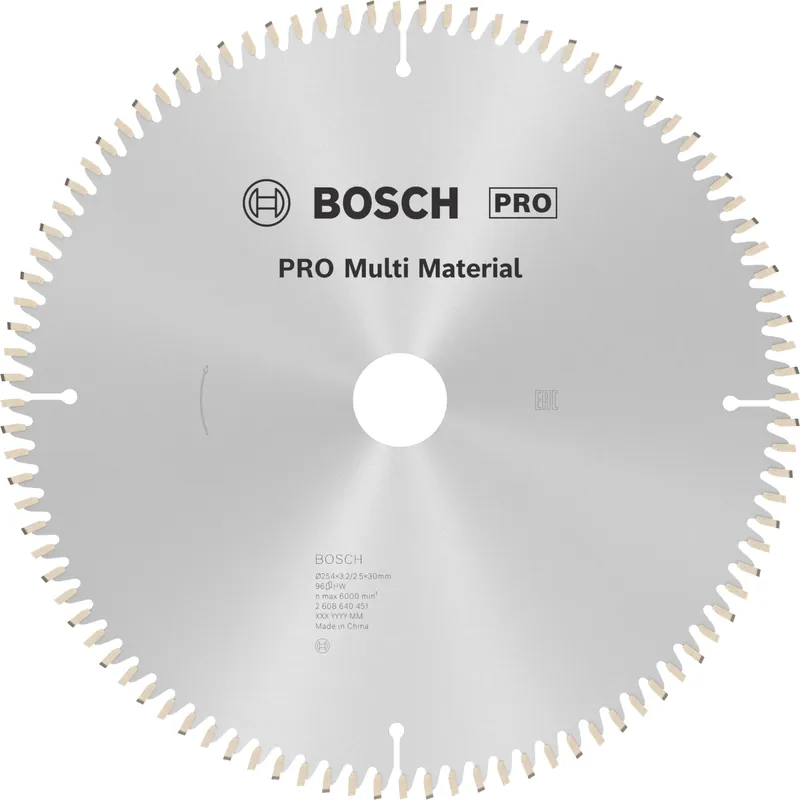 Bosch 2608640451 - Lame de Scie Circulaire Multi Material, 254 x 30 x 3,2 mm, 96D