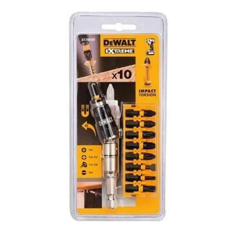 DeWALT DT70518T-QZ Jeu de 10 embouts à choc Torsion avec porte-embout pivotant