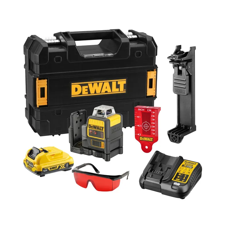 DeWALT DCE0811D1R-QW Laser à lignes croisées 12 V dans un coffret - 2x 360° - rouge - 20 m - IP65