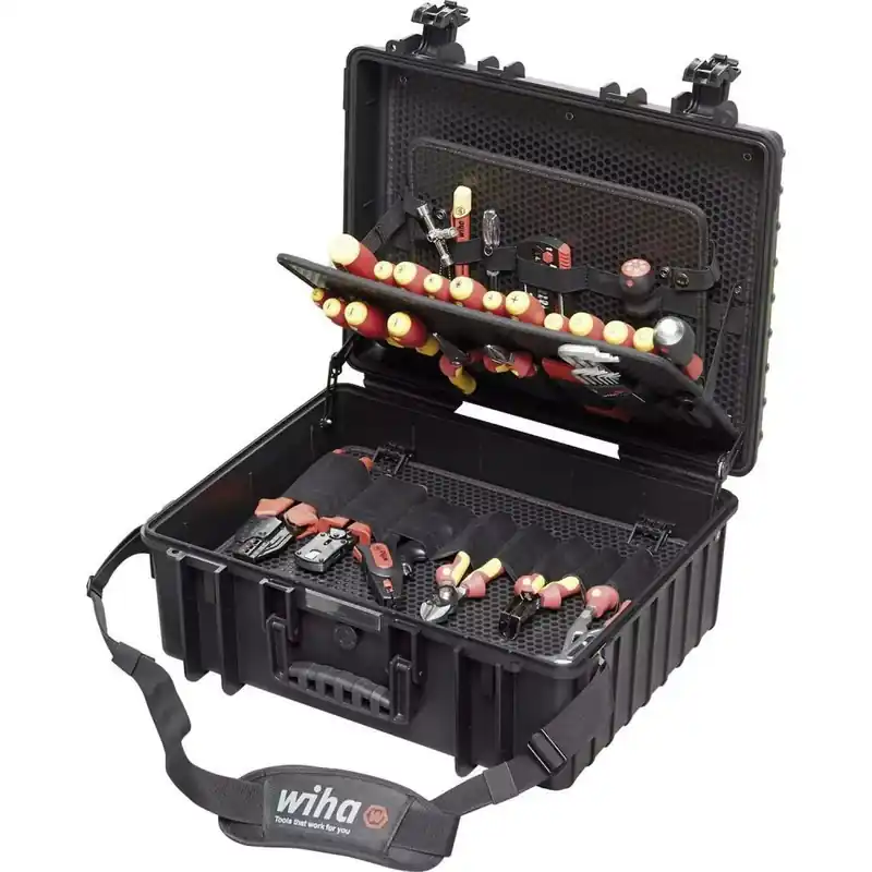 Wiha 40523 Jeu d‘outils électricien Competence XL Mélangé - 81 pcs dans un coffret