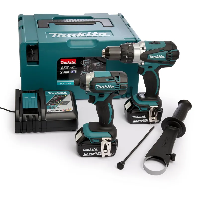 Makita DLX2145TJ - 2 outils sans-fil 18V Li-ion - Perceuse visseuse à percussion (DHP458) & Visseuse à percussion (DTD152) - Batteries 2 5,0 Ah) - MAKPAC