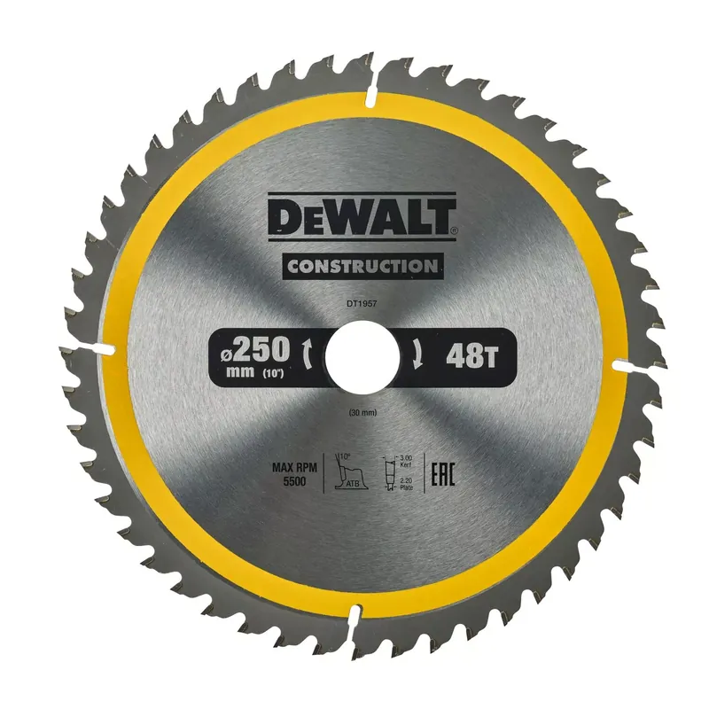 DeWALT DT1957-QZ Lame de scie circulaire Extreme - 250 x 30 x 48 dents - Bois (avec clous)
