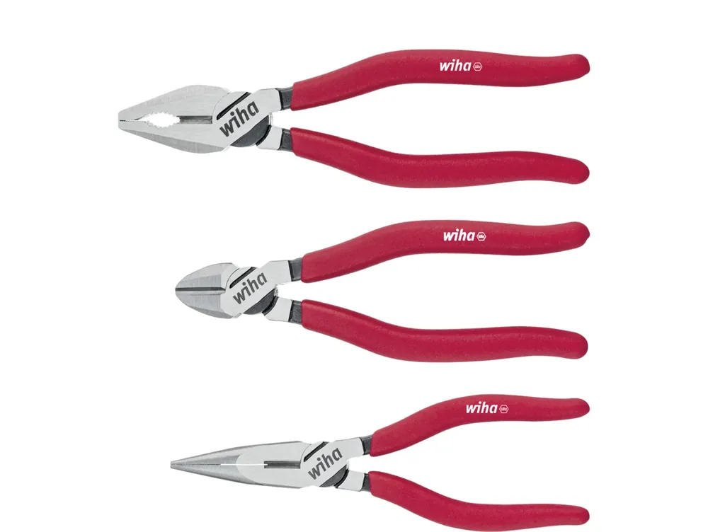 Wiha 26850 Jeu de pinces Classic pour circlips - Pince universelle - pince demi-ronde - pince coupante diagonale - 3 pcs