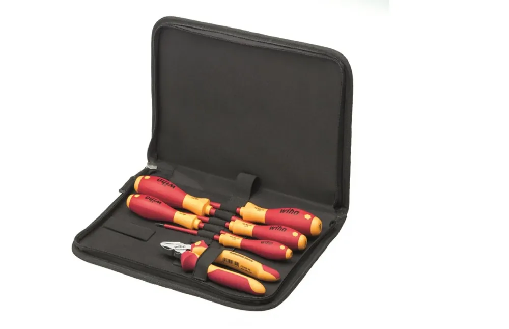 Wiha 33969 Jeu d‘outils électricien Tournevis pince coupante diagonale - 6 pcs dans classeur à outils