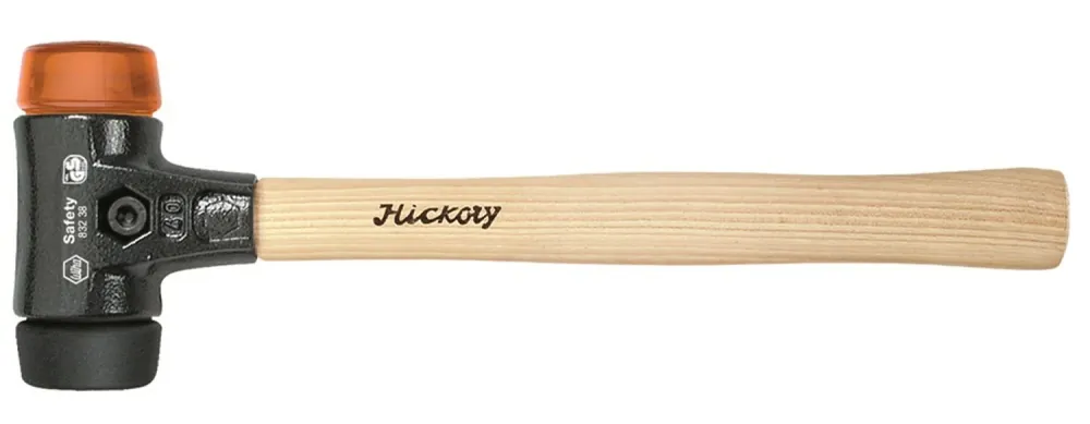 Wiha 26662 Massette Safety avec embouts ronds souples et mi-durs avec manche en hickory - embout de massette carré - 40 mm