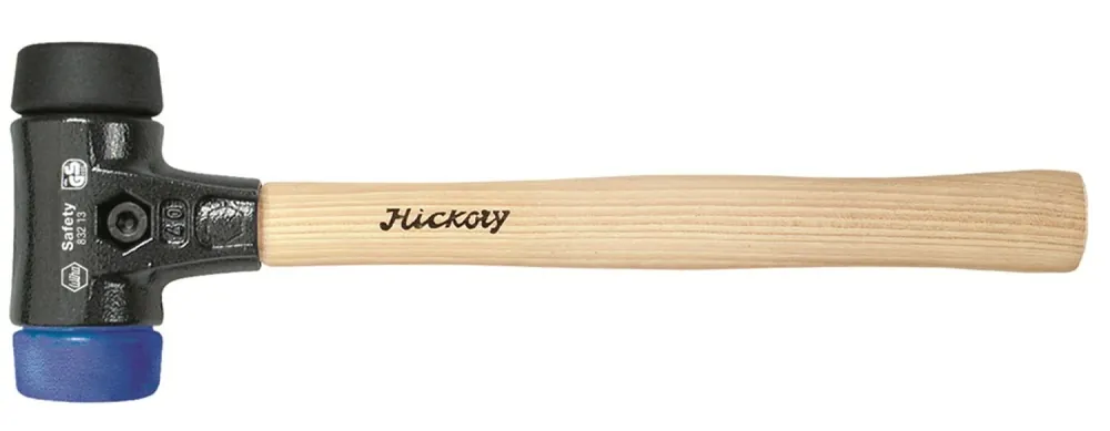 Wiha 26645 Massette Safety avec embouts ronds très durs avec manche en hickory - embout de massette rond - 40 mm