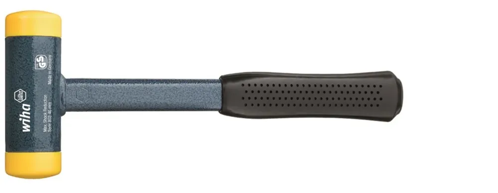 Wiha 02128 Massette sans rebond avec embouts mi-durs avec manche en tube d‘acier - embout de massette rond - 60 mm