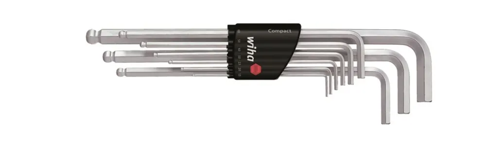 Wiha 01418 Jeu de clés mâles en étui Compact Six pans à tête sphérique - 9 pcs - chromées mat