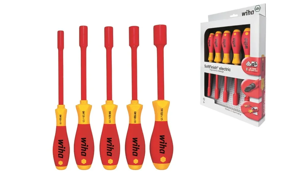 Wiha 29466 Jeu de tournevis SoftFinish - electric Tournevis à douille six pans - 5 pcs