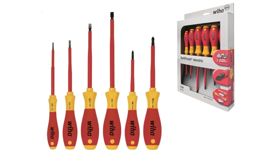 Wiha 00833 Jeu de tournevis SoftFinish Electric(6pcs) - Fente - Phillips