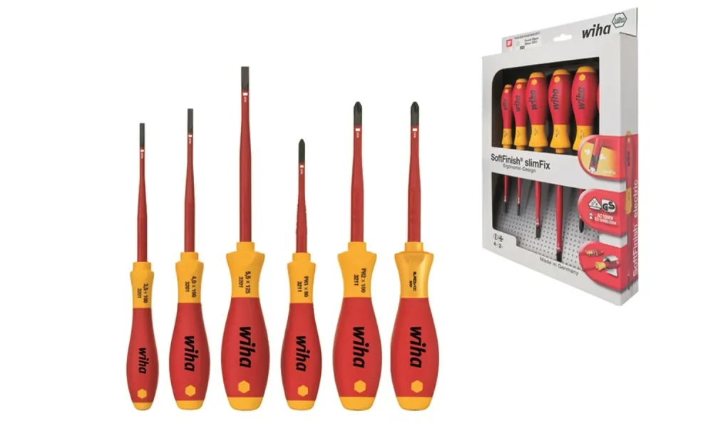 Wiha 38362 Jeu de tournevis SoftFinish - electric slimFix - Fente - Phillips - PlusMinus/Pozidriv - 6 pcs
