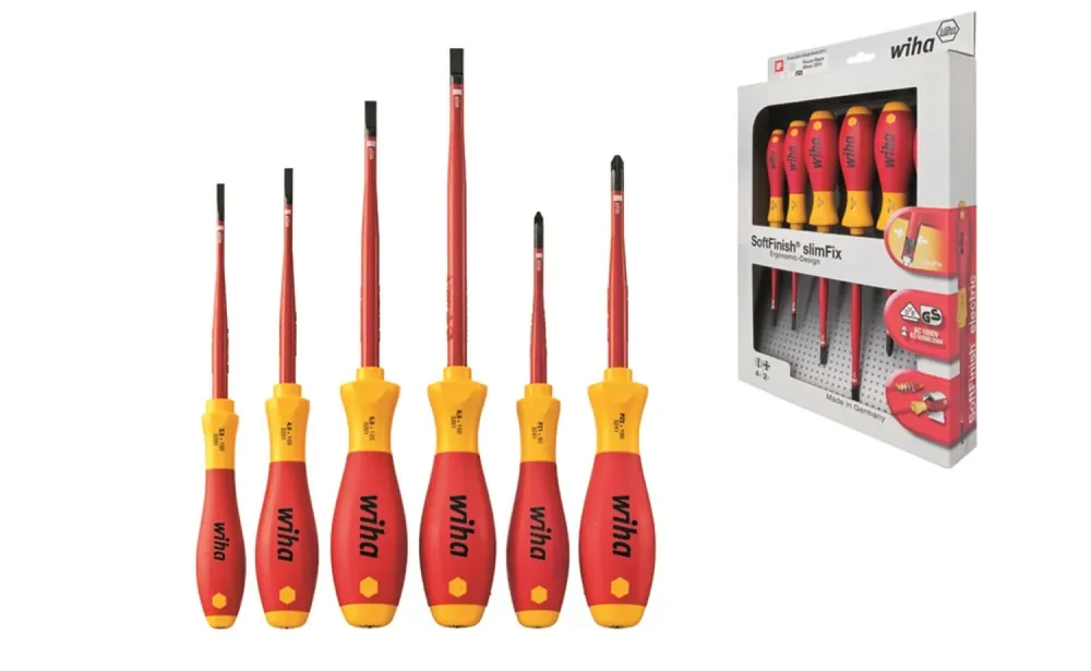 Wiha 36455 Jeu de tournevis SoftFinish - electric slimFix - Fente - Pozidriv - 6 pcs