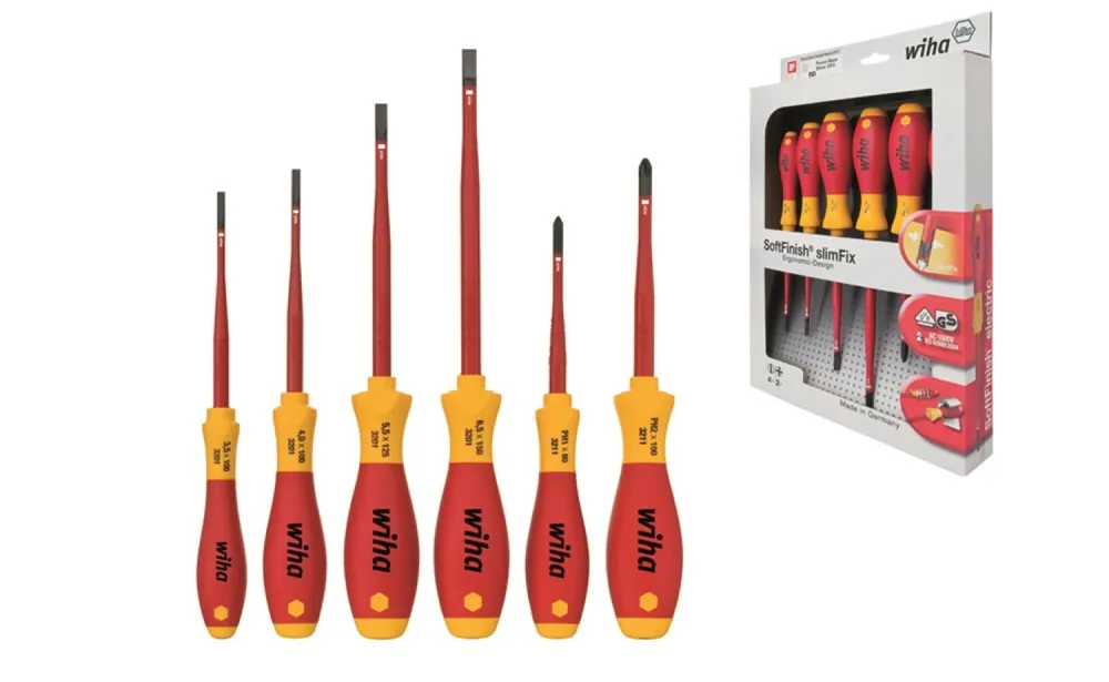 Wiha 35389 Jeu de tournevis SoftFinish - electric slimFix Fente - Phillips - 6 pcs