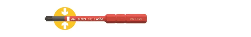 Wiha 2831-14 SlimBit électrique SoftFinish pour vis de serrage plus-min (tête fendue/Pozidriv) - SL/PZ1 x 75 mm - 3.8 Nm