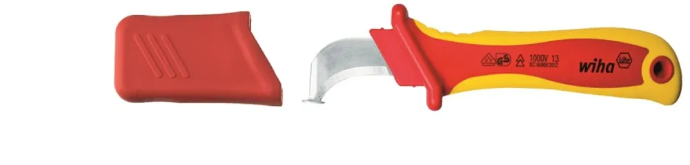 Wiha 36053 Couteau de dénudage Lame courbée - avec patin pour câble rond - 200 mm