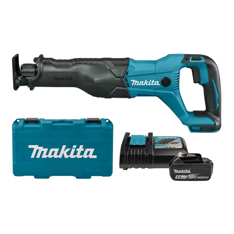 Makita DJR186RT - 18V Li-ion - Scie sabre sans-fil - 1 batterie 5,0 Ah - Changement rapide - Variable