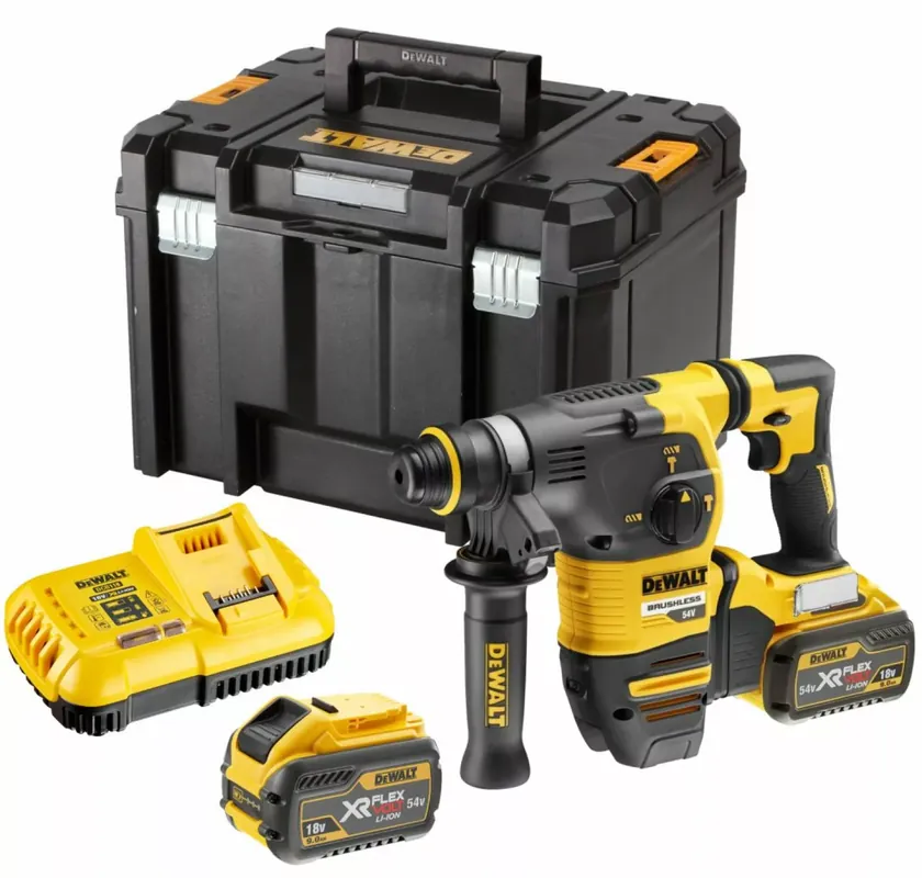 DeWALT DCH333X2-QW Kit marteau combiné SDS-plus à batterie Li-ion XR FlexVolt 54 V (2 x 9,0 Ah) dans un coffret TSTAK - 3,5 J - sans balais