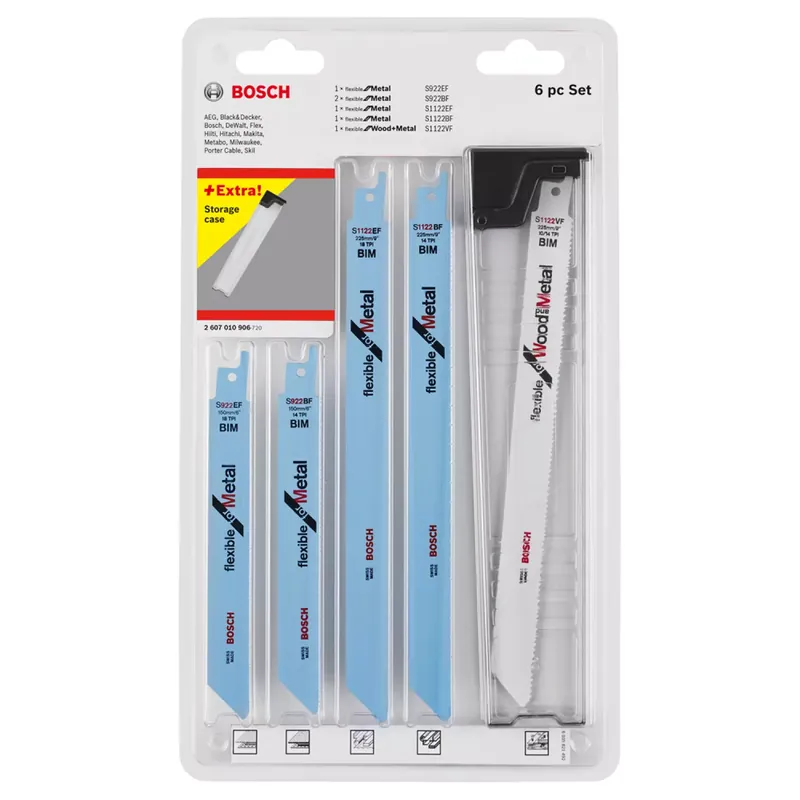 Bosch 2607010906 - Set 6 pièces lame de scie sabre Wood and Metal, S922EF; S922BF