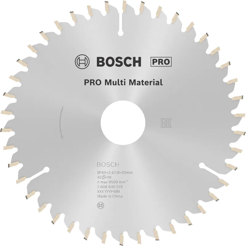 Bosch 2608640519 - Lame de Scie Circulaire Multi Material, 165 x 30/20 x 2,4 mm, 42D