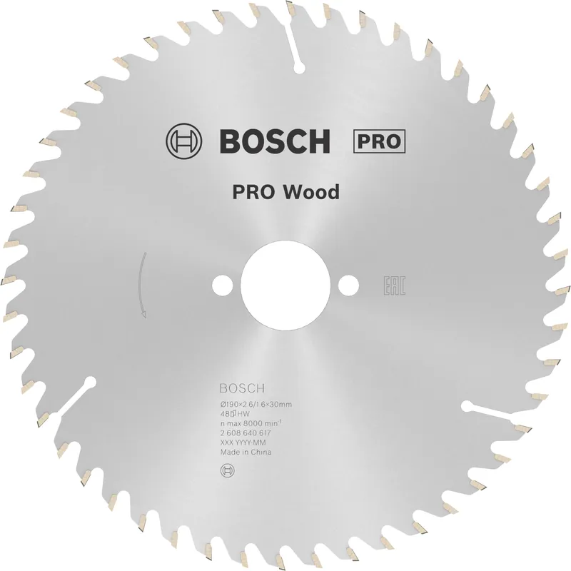 Bosch 2608640617 - Lame de Scie Circulaire Pro Wood bois, 190 x 30 x 2,6 mm, 48D