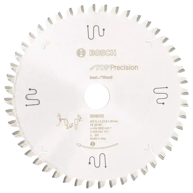 Bosch 2608642101 - Lame de Scie Circulaire Top Precision Best pour Wood, 216 x 30 x 2,3 mm, 48D