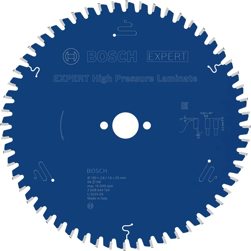 Bosch 2608644134 - Lame de Scie Circulaire Expert pour High Pressure Laminate, 190 x 20 x 2,6 mm, 56D