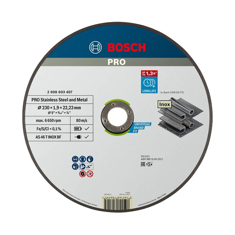 Bosch 2608603407 - Disque à tronçonner à moyeu plat, Expert for Inox Rapido AS 46 T Inox, 230 x 1,9 mm