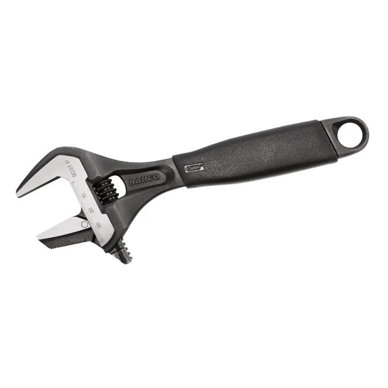 Bahco 9031P - Clé à molette à écrou central ERGO, ouverture extra-large et mâchoire réversible, avec manche en caoutchouc