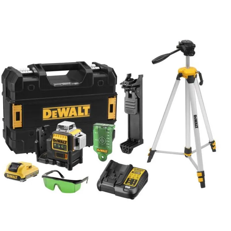 DeWALT DCE089D1GTRI Laser à croix Li-Ion 10,8 V avec batterie dans un coffret (1 batterie 2,0 Ah) + trépied - 30 m