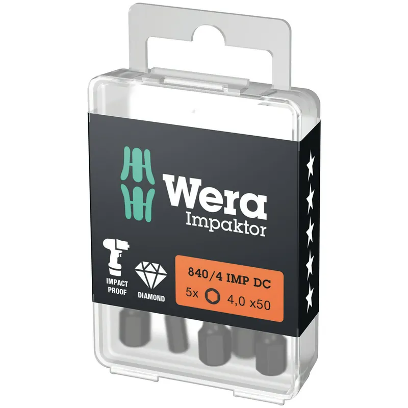 Wera 840/4 Embouts Hex-Plus IMP DC Impaktor, 4 x 50 mm, 5 pièces