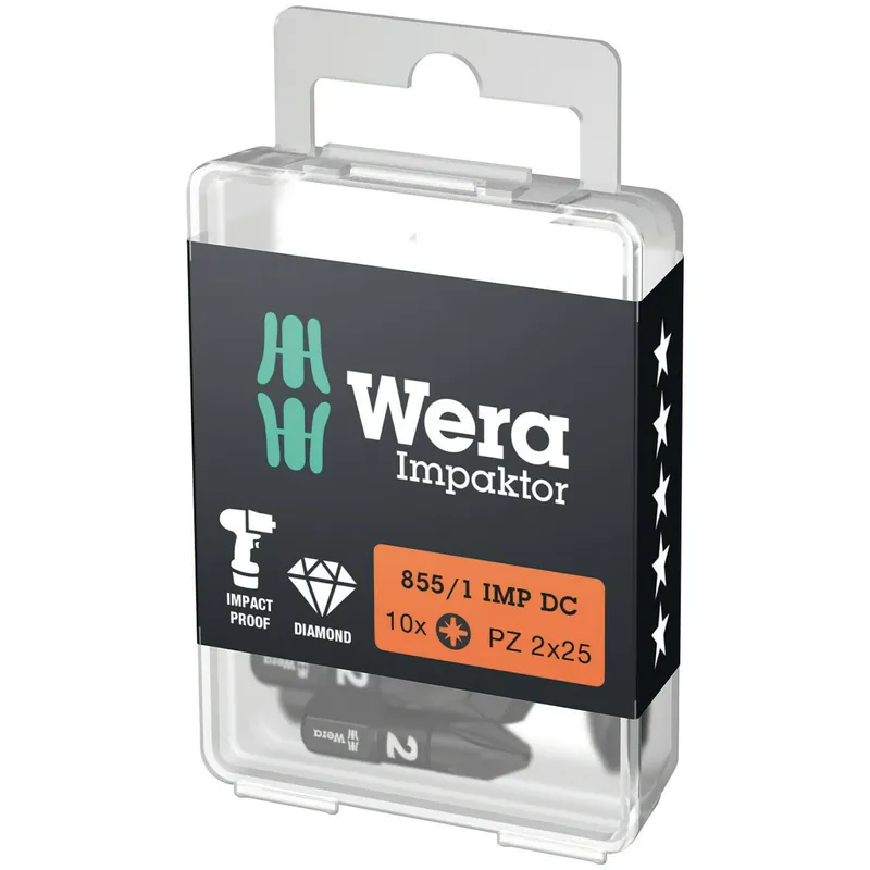 Wera 855/1 Embouts IMP DC Impaktor, PZ 2 x 25 mm, 10 pièces