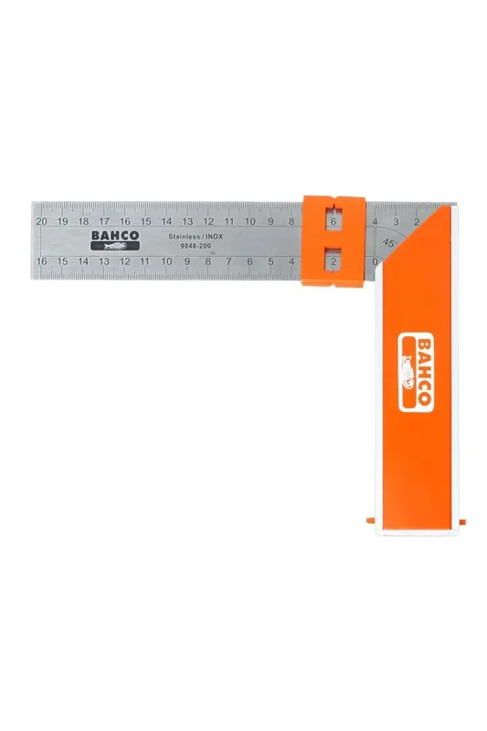 Bahco 9048-300 - Équerres de charpentier avec lame en acier inoxydable et marqueur coulissant