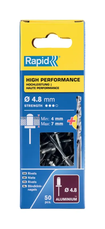 Rapid 163886 Rivets Haute performance Ø4.8x10mm