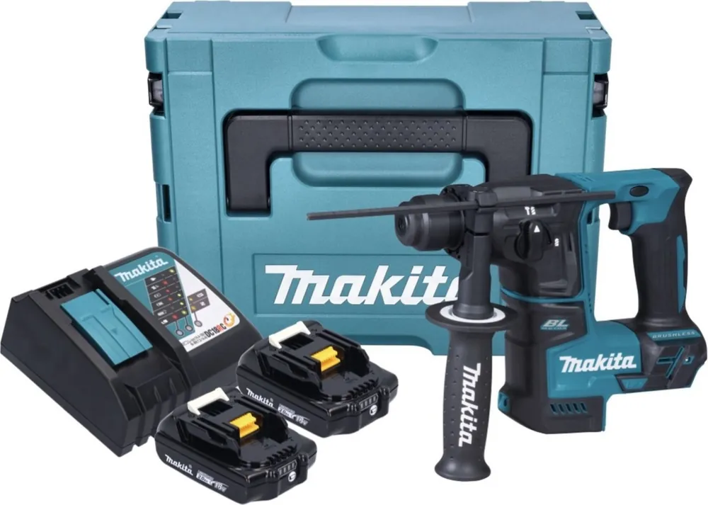 Marteaux rotatifs sans-fil Makita DHR171RAJ - 18V Li-ion - 2 batteries 2,0 ah - SDS-plus - MAKPAC - 1,2 J - brushless