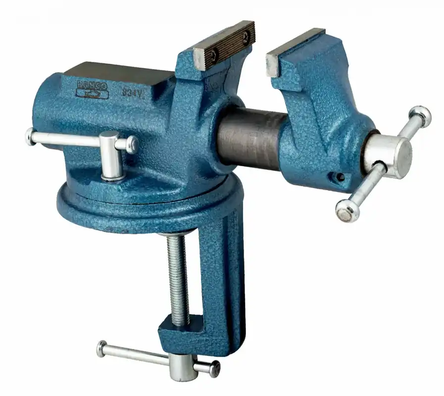 Bahco 834V-2 - Étau d‘établi portatif à guide rond avec mors interchangeables