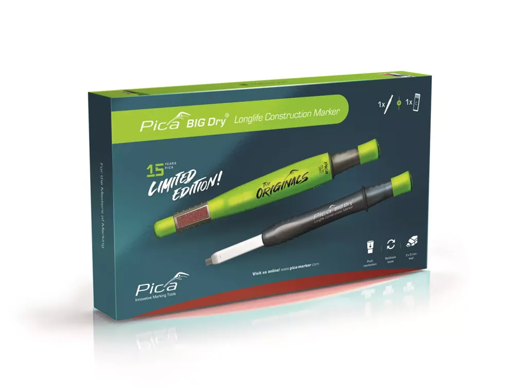 Pica PI6095 - Set de Crayon charpentier BIG Dry avec mines - 2 x 5mm
