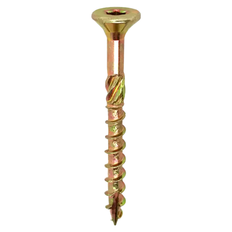 Woodies 61440272 Vis à panneaux d‘aggloméré Ultimate - zinguée jaune - tête fraisée - filetage partiel - TX20 - 4.0 x 25mm (200pcs)
