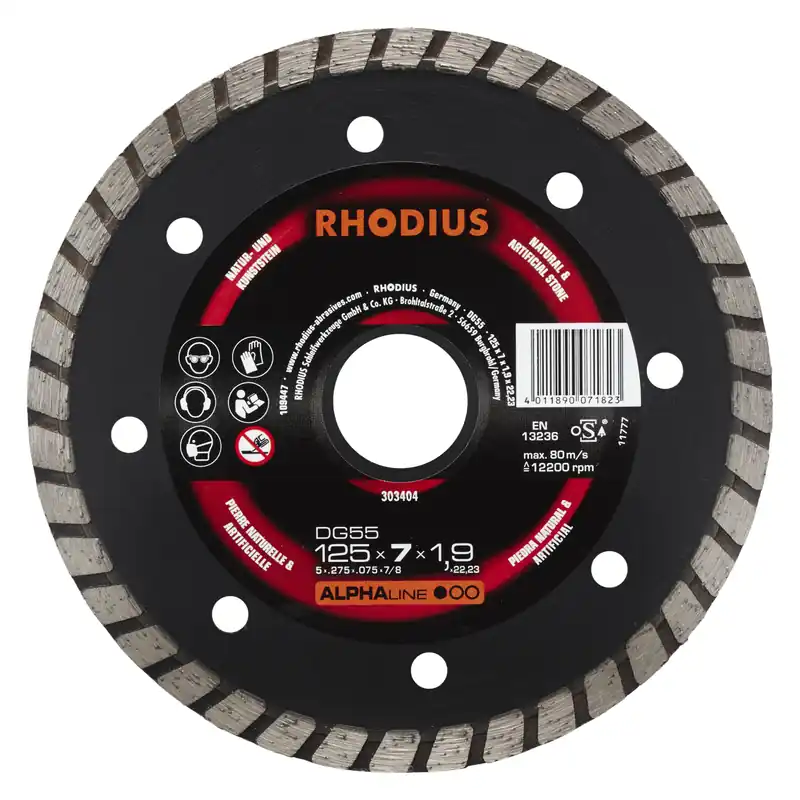 Rhodius 303404 DG55 - Disque de tronçonnage diamant - 125 x 7,0 x 1,9 x 22,23 - 125 mm