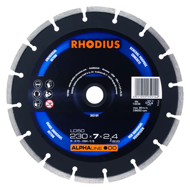 Rhodius 303189 LD50 - Disque de tronçonnage diamant - 230 x 10,0 x 2,4 x 22,23 - 230 mm