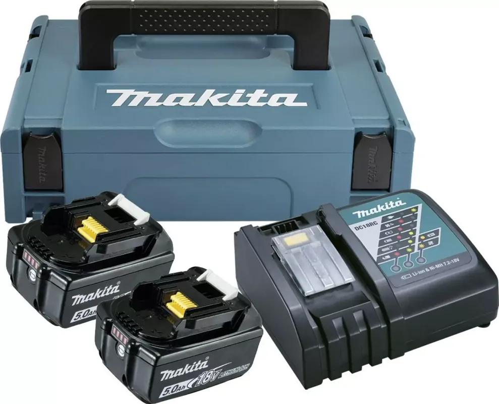 Makita 197624-2 - Starter Pack - Batteries 18V Li-ion - 2 batteries 5,0 ah - chargeur et MAKPAC