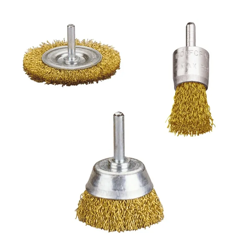 Wolfcraft 2739000 Ensemble de brosses filaires à 3 parties - laiton
